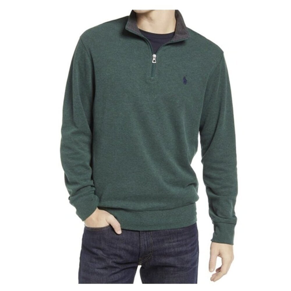 Polo Ralph Lauren Luxury Jersey Quarter Zip Pullover Pony Pullover Shirt Green